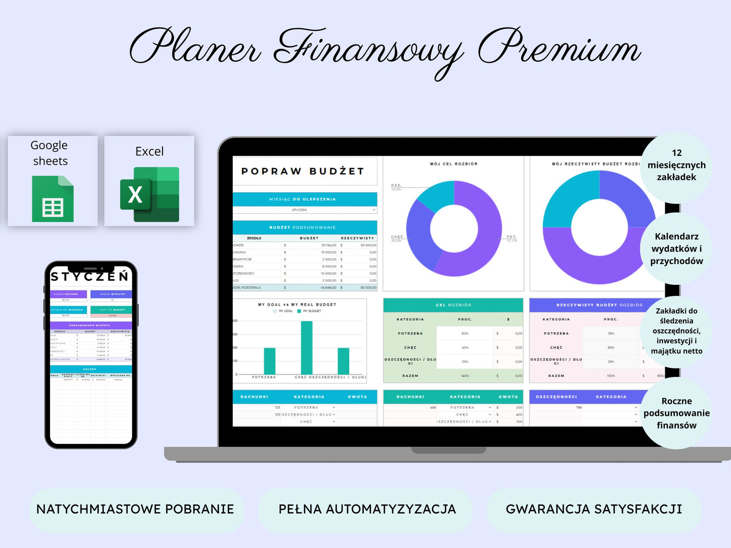 Planer Finansowy Premium dla Firm i Bardziej Wymagających + Darmowy Ebook o Budżetowaniu