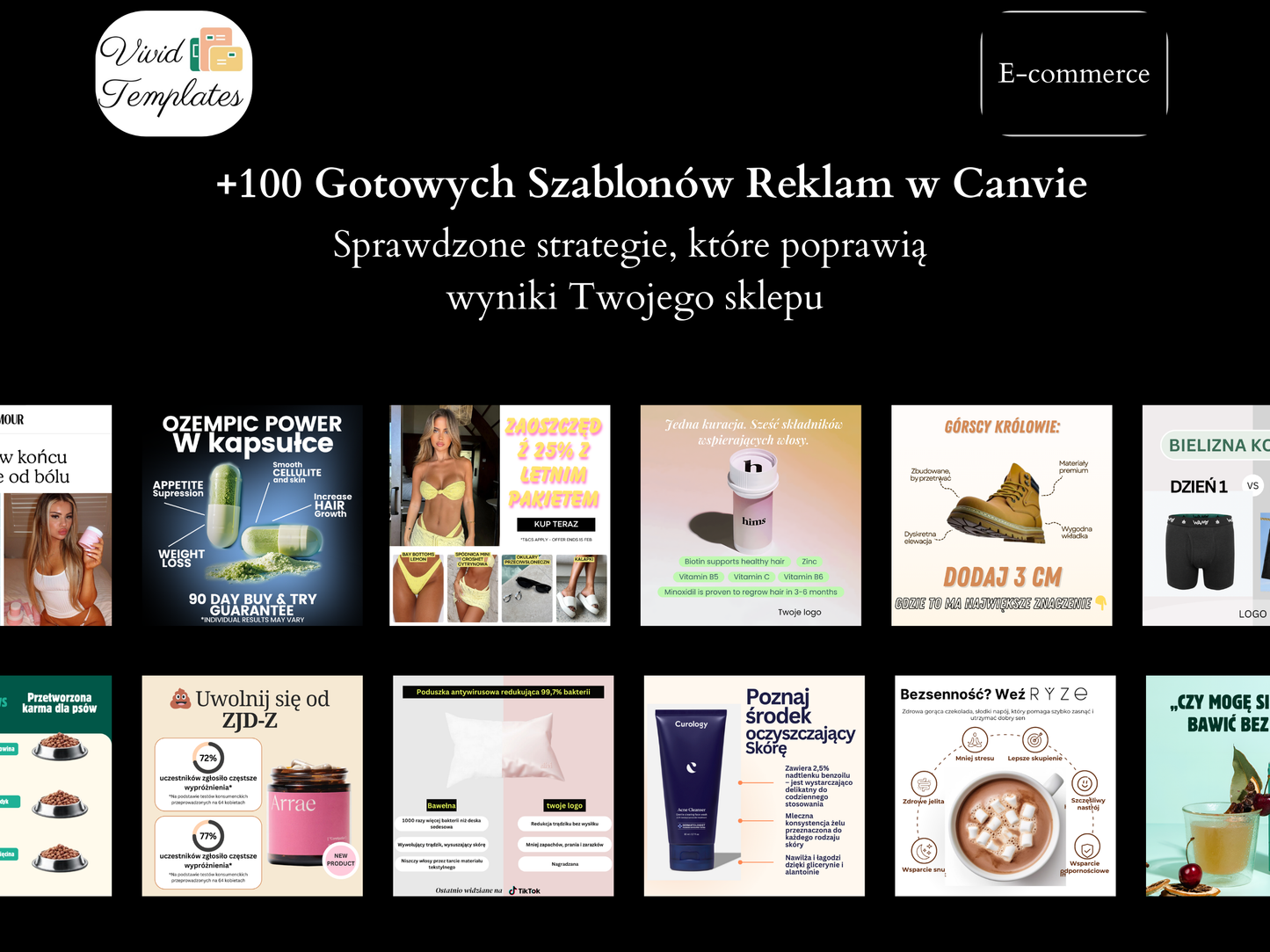 +100 Szablonów Reklamowych do Canvy – Pakiet Premium