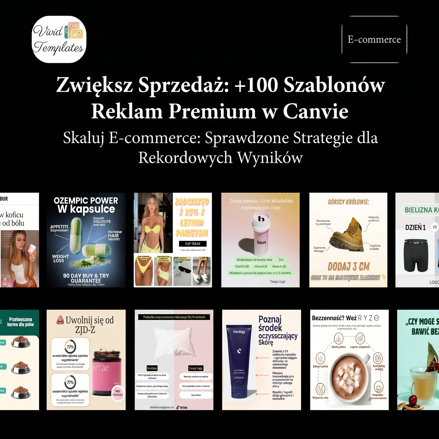 +100 Szablonów Reklamowych do Canvy – Pakiet Premium